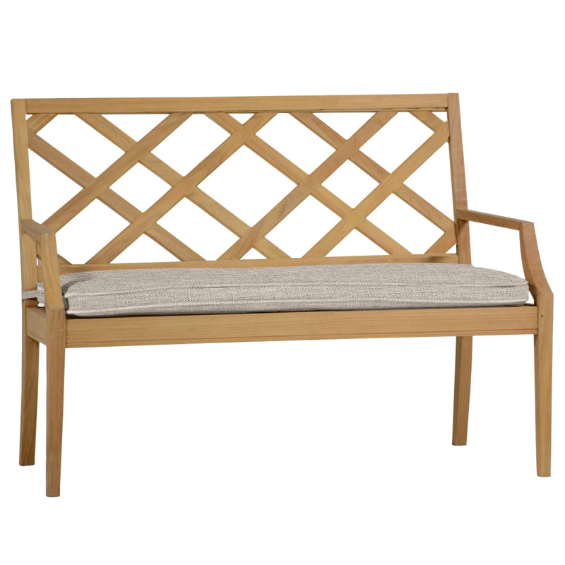 Banc en teck naturel Haley, Teck naturel, Sunbrella® ‑ lin colombe, Pas de soudure