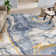  Abstract Harmony Modern Marble Blue Gold Flat-Weave Area Rug