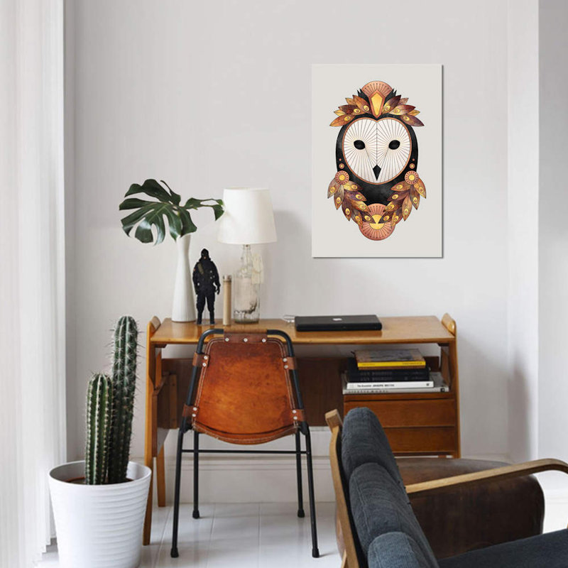 « hibou ii », impression sur toile, H 12 po x l 8 po x P 0,75 po, Toile tendue, Pas de tapis