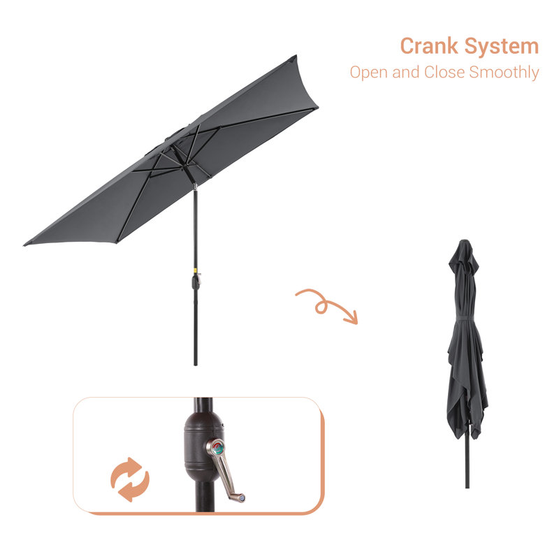 Sayah 107.7'' x 71.9'' Rectangular Tilt Market Umbrella, Anthracite