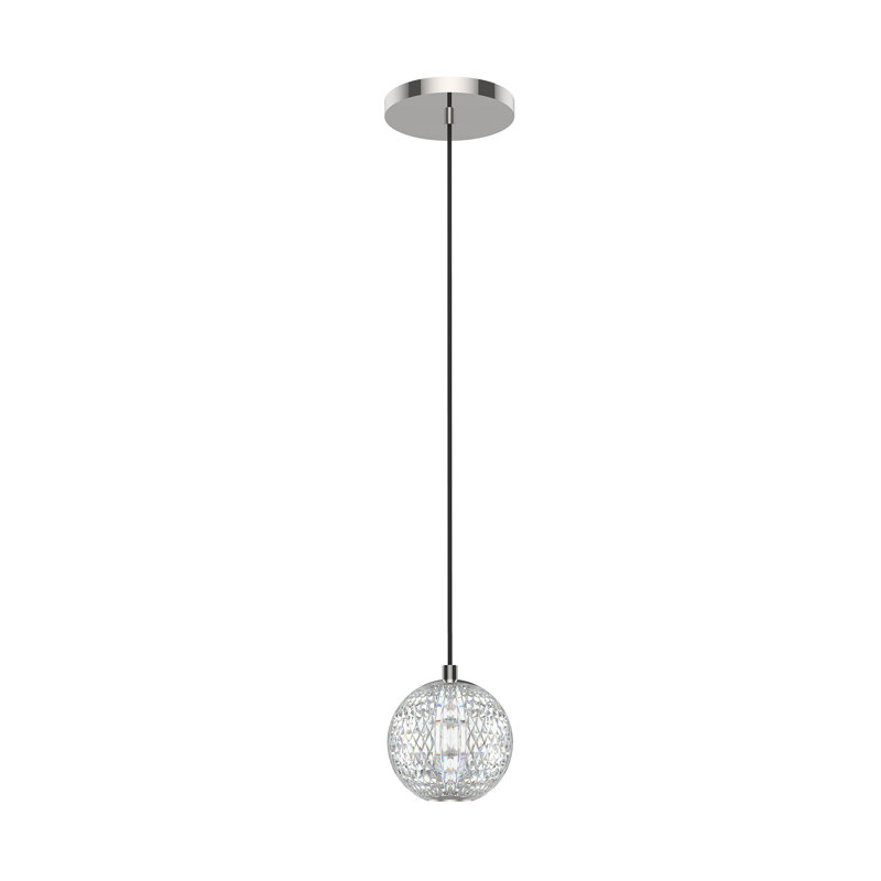 Luminaire suspendu sphère 1 lumière DEL Marni, Nickel poli