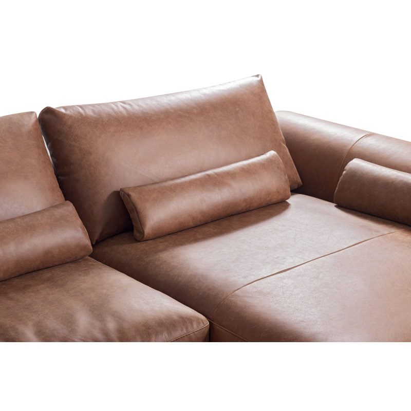 Houston Full Grain Leather Corner Sofa, Right Hand Facing, Light Brown