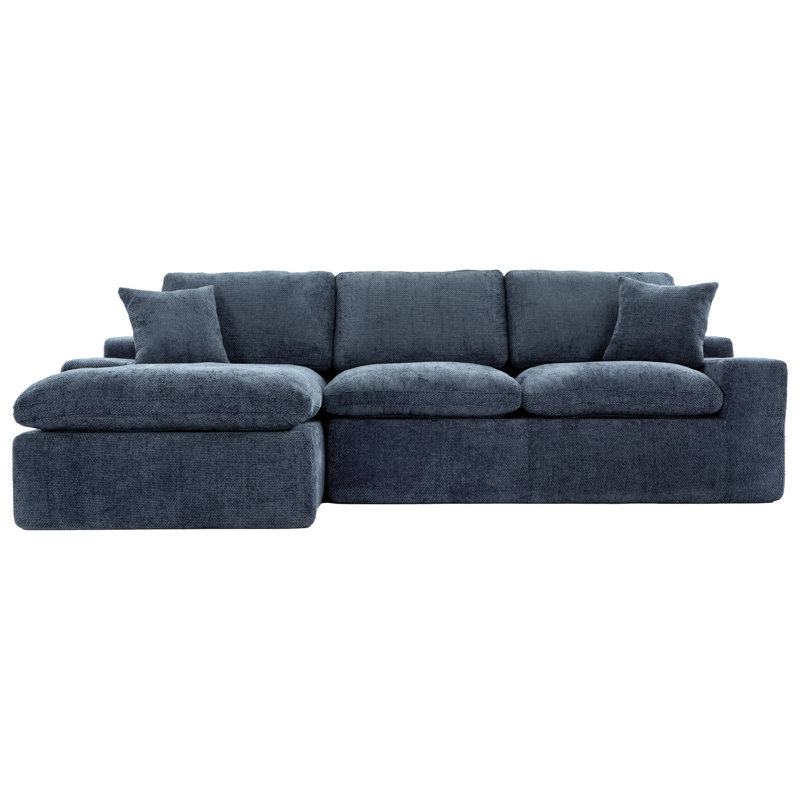 Canapé modulaire rembourré sans dossier 107,9 po Cloud, Chenille bleu