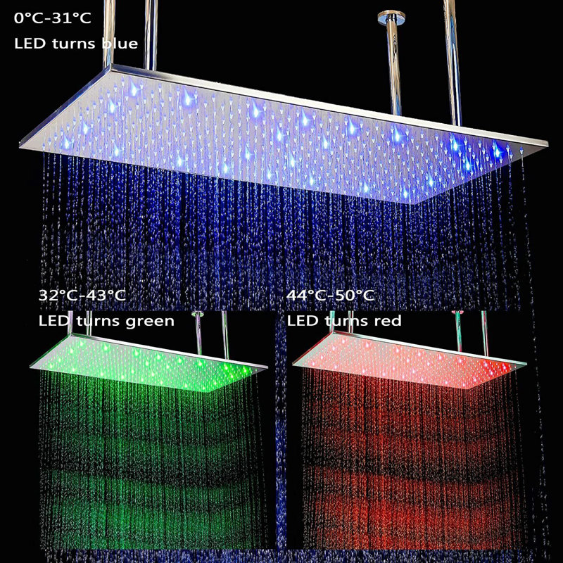 Shower Faucet Set with Valve 16x32 inch Rain Shower Head Combo Kit Ceiling Mount, Brushed Nickel