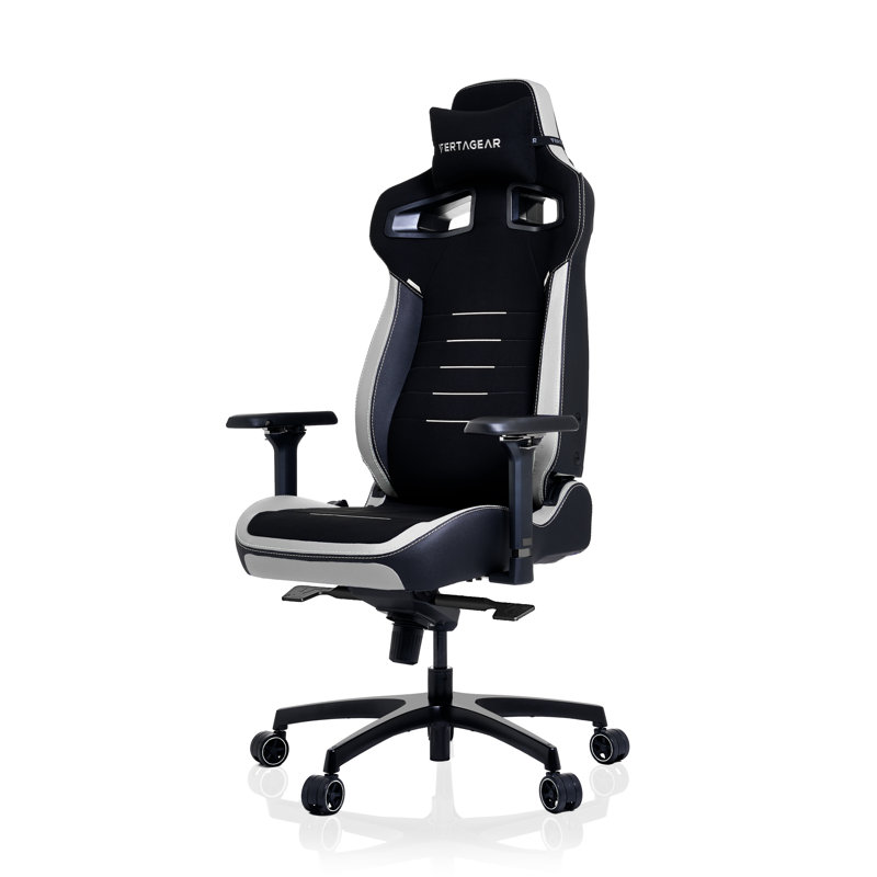 Vertagear Adjustable Armrest and Adjustable Headrest PC & Racing Game Chair, Black/White
