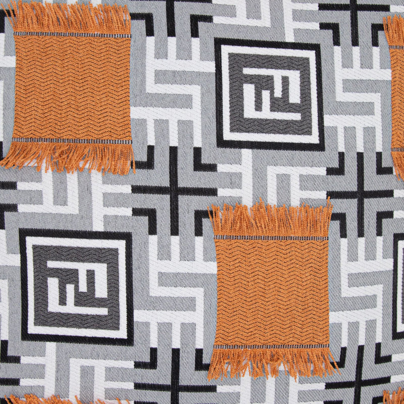 Housse de coussin géométrique, Carré, H 18 po x l 18 po, Orange / géométrique argent