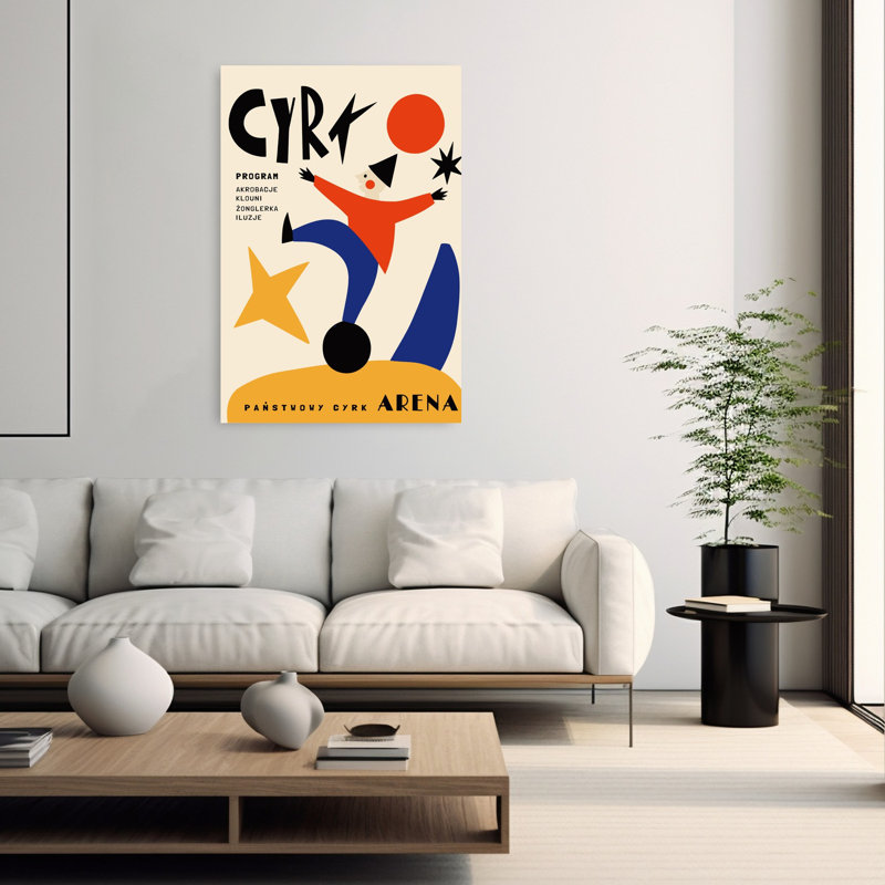 Art de paysage abstrait clown de cirque, 60" H x 40" W