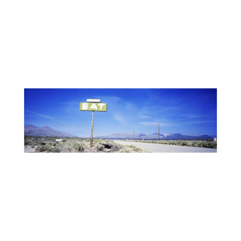 Old Diner Sign, Highway 395, California, USA by Panoramic Images - Wrapped Canvas Panoramic Print