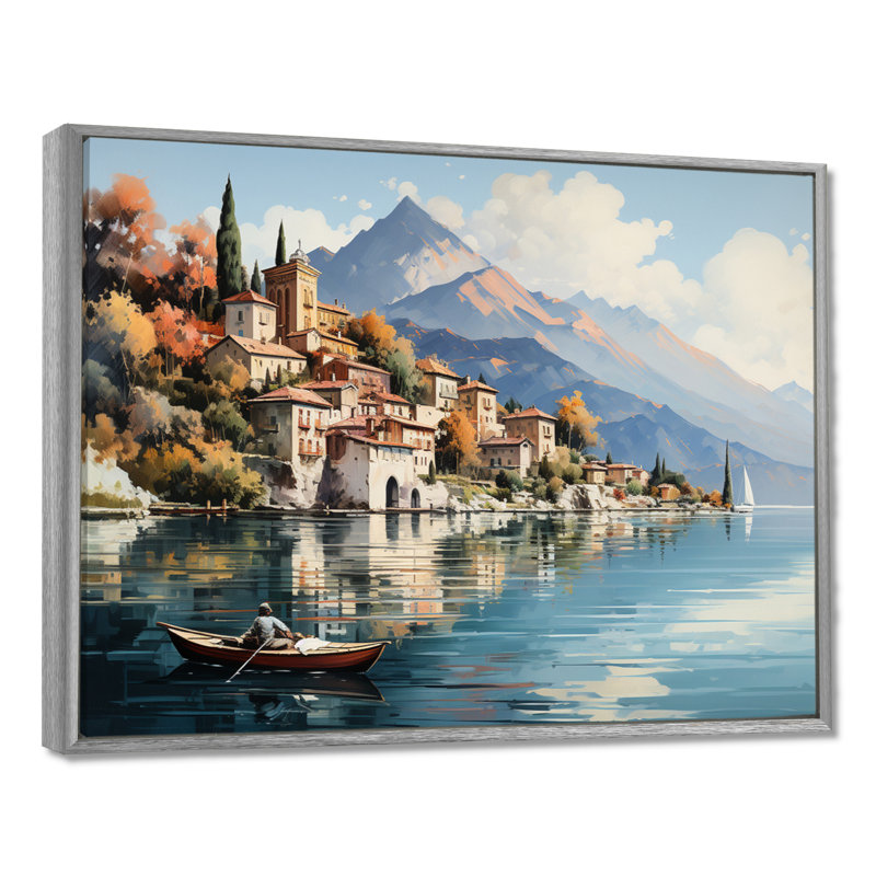 Italie, art mural sur toile, impression de voyage sur le lac de Côme - Italie sur le lac de Côme, H 12 po x l 20 po x P 1 po