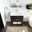 Meuble-lavabo avec 2 tiroirs. 30 po, châtaignier noir, poignée dorée, lavabo. Lavabo et tablette design. Tiroirs, poignée en métal