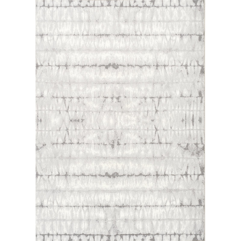 Tapis blanc à motif abstrait Wahkon, Rectangle 5 pi 3 po x 7 pi 7 po