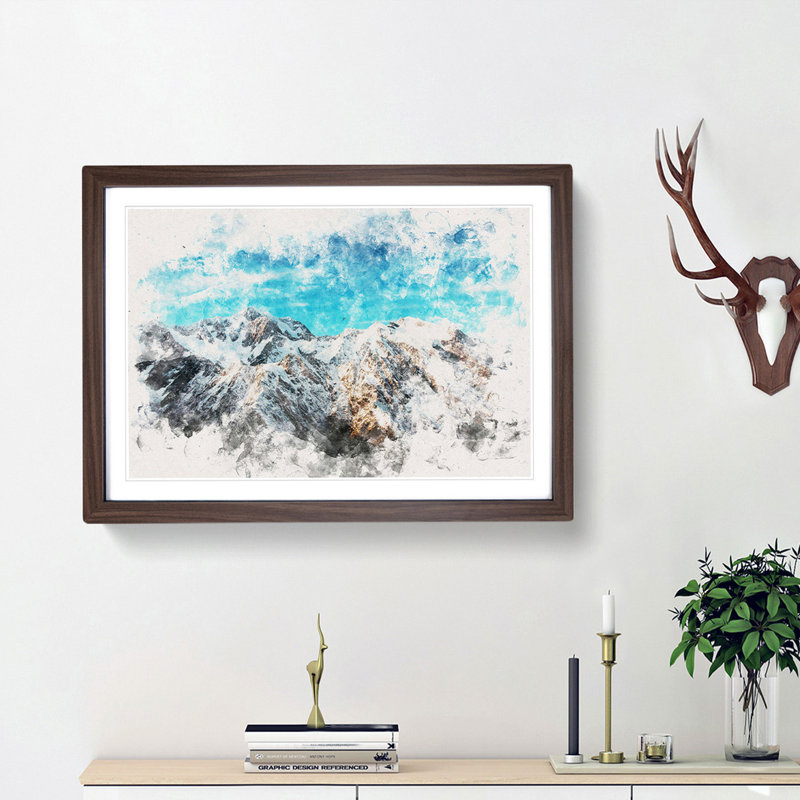 Mountains in New Zealand - Framed Print, 62cm H x 87cm W x 2cm D, Walnut Framed