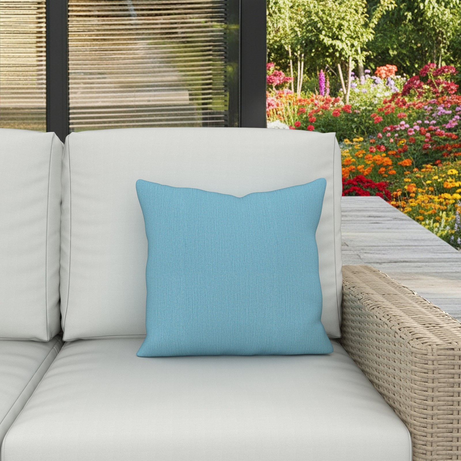 Indoor/Outdoor Throw Pillow, Square 18", Cast Horizon Sunbrella® Plainweave