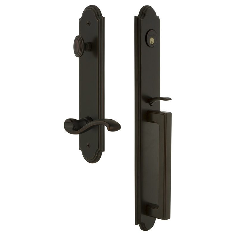 Ensemble de poignées fictives complètes une pièce Arc avec poignée en D et levier Portofino Arc, Bronze intemporel, À droite