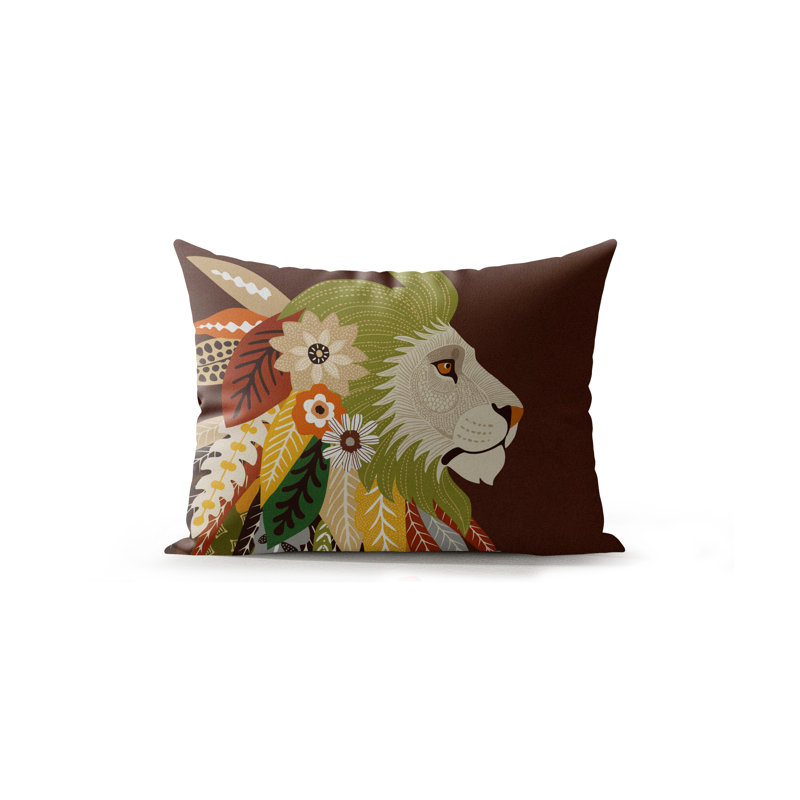 Jaro Microsuede Rectangular Pillow, Brown/Green/Beige