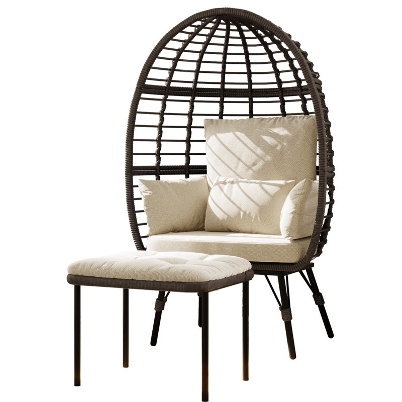 Méridienne d'extérieur en osier Chaydenn, Beige