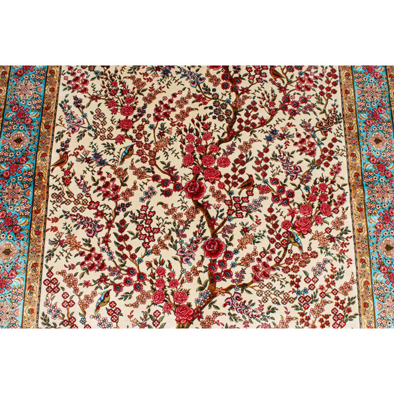 Tapis turc ivoire et bleu 3x5