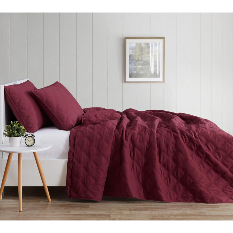 Everyday Quilt, Twin XL Quilt + 1 Sham, Burgundy