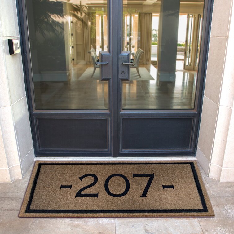 Bowley 36 x 24 All-Weather Personalized Non-Slip Outdoor Door Mat Canora Grey Color: Black, Customize: Yes