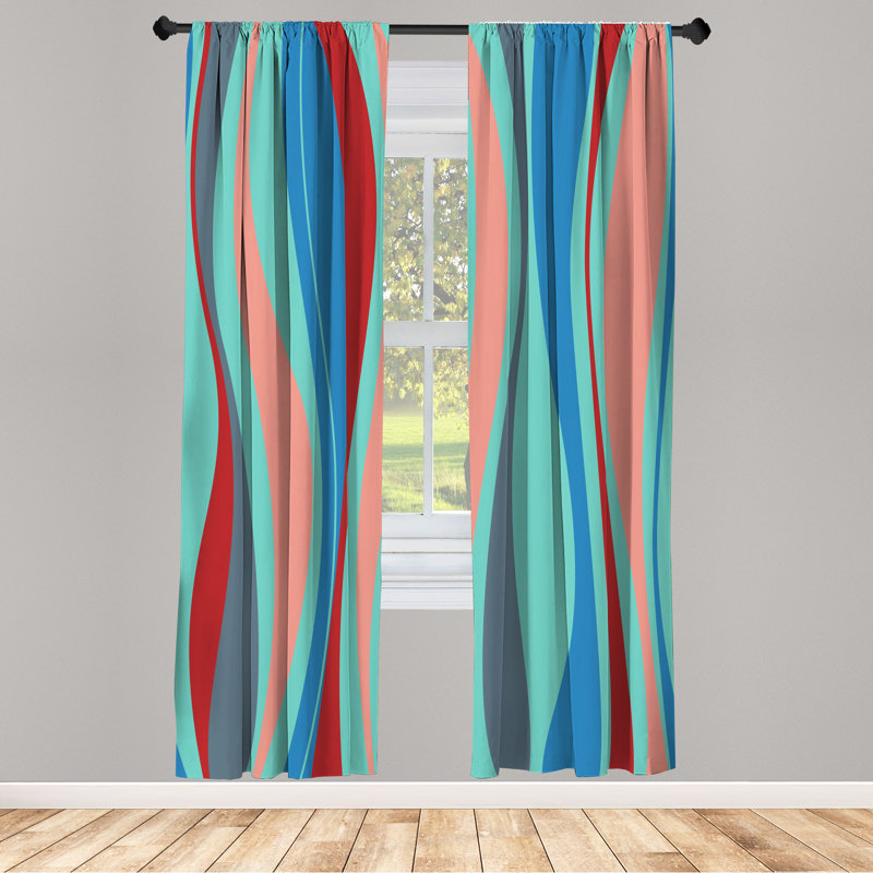 Pastel Striped Light-Filtering Microfiber Curtain Panels, 28" x 63", Set of 2