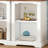 White Walnut Curved Tall Bookshelf, 2-Piece Freestanding Display Cabinet With Full Open Storage And Anti-Tip Safety Design