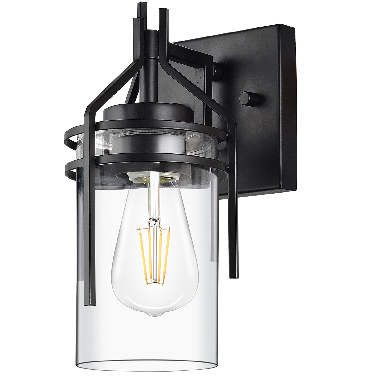 Breakwater Bay Onfleek Matte Black and Glass Bathroom Vanity Lights