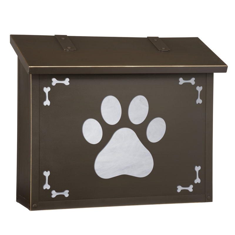 Boîte aux lettres murale Dog Paw, Bronze architectural, Blanc vaporeux