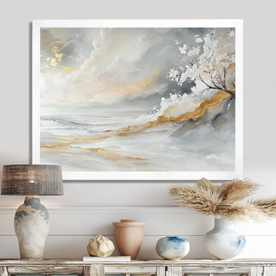 Pure Golden Winter Beach Landscape II - plage côtière, art mural