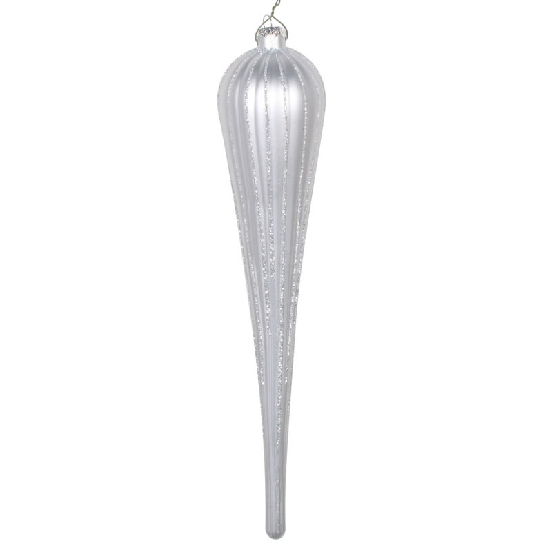 Silver Shatterproof Plastic Glitter Drop Ornaments, Set of 3