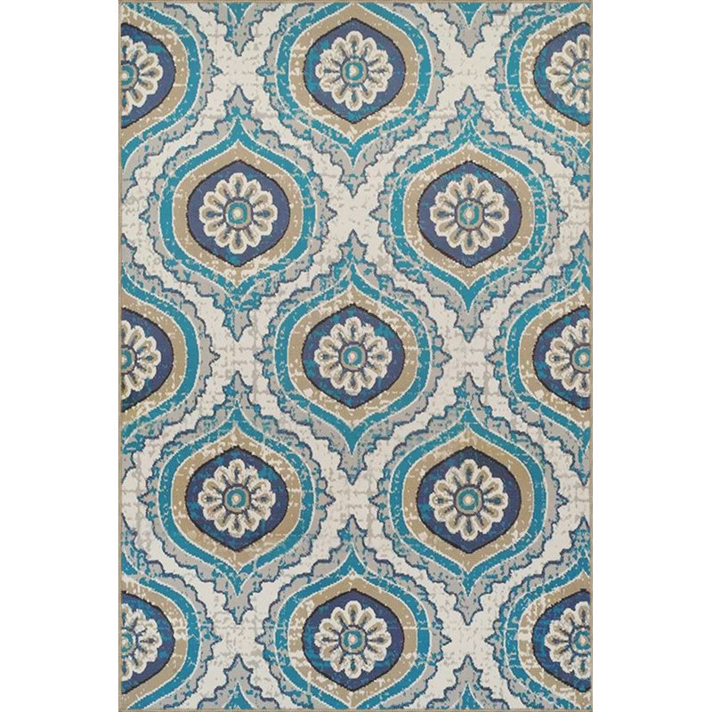 Tapis bleu tissé lavable à la machine, Sous-tapis carré 4 pi 11 po inclus