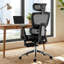 Fauteuil de bureau ergonomique, fauteuil de bureau en filet pour la maison, fauteuil de jeu confortable avec repose-pieds, roulettes, appui-tête réglable en 2 dimensions, soutien lombaire, dossier haut et accoudoir 3D, noir-1520315250