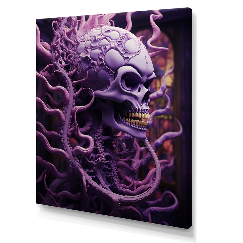 «Deviantly crâne souriant mauve d'Halloween» sur, H 20 po x l 12 po x P 1 po, Toile tendue