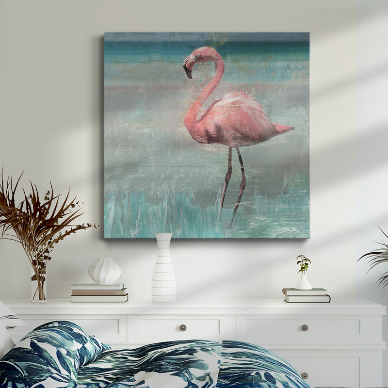 Flamingo Party II - Toile tendue avec châssis de qualité supérieure - prête à être accrochée