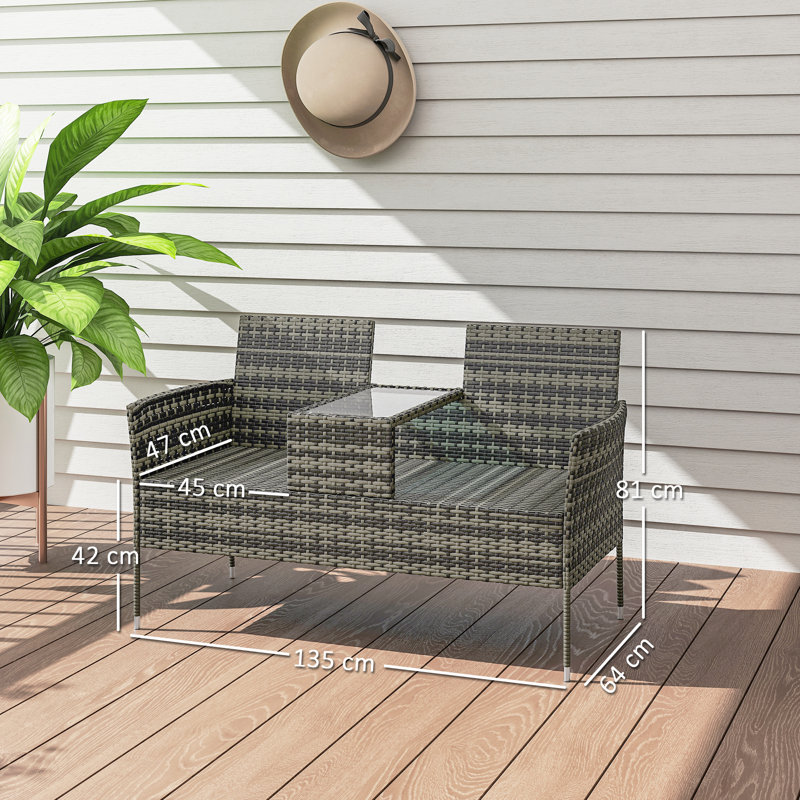 PE Rattan Outdoor Bench