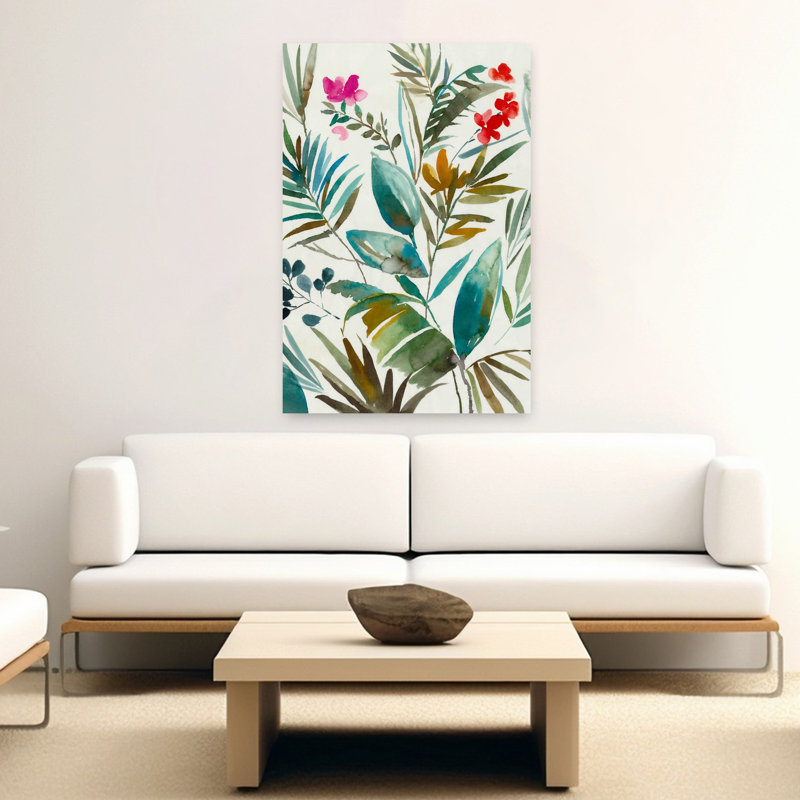 Art tropical tropical délicat avec palmiers, H 60 po x l 40 po