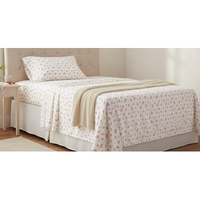 Microfiber Rose-Printed Twin Sheet Set