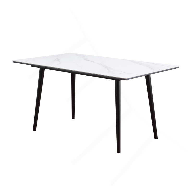 Stone Top Metal Base Dining Table, White
