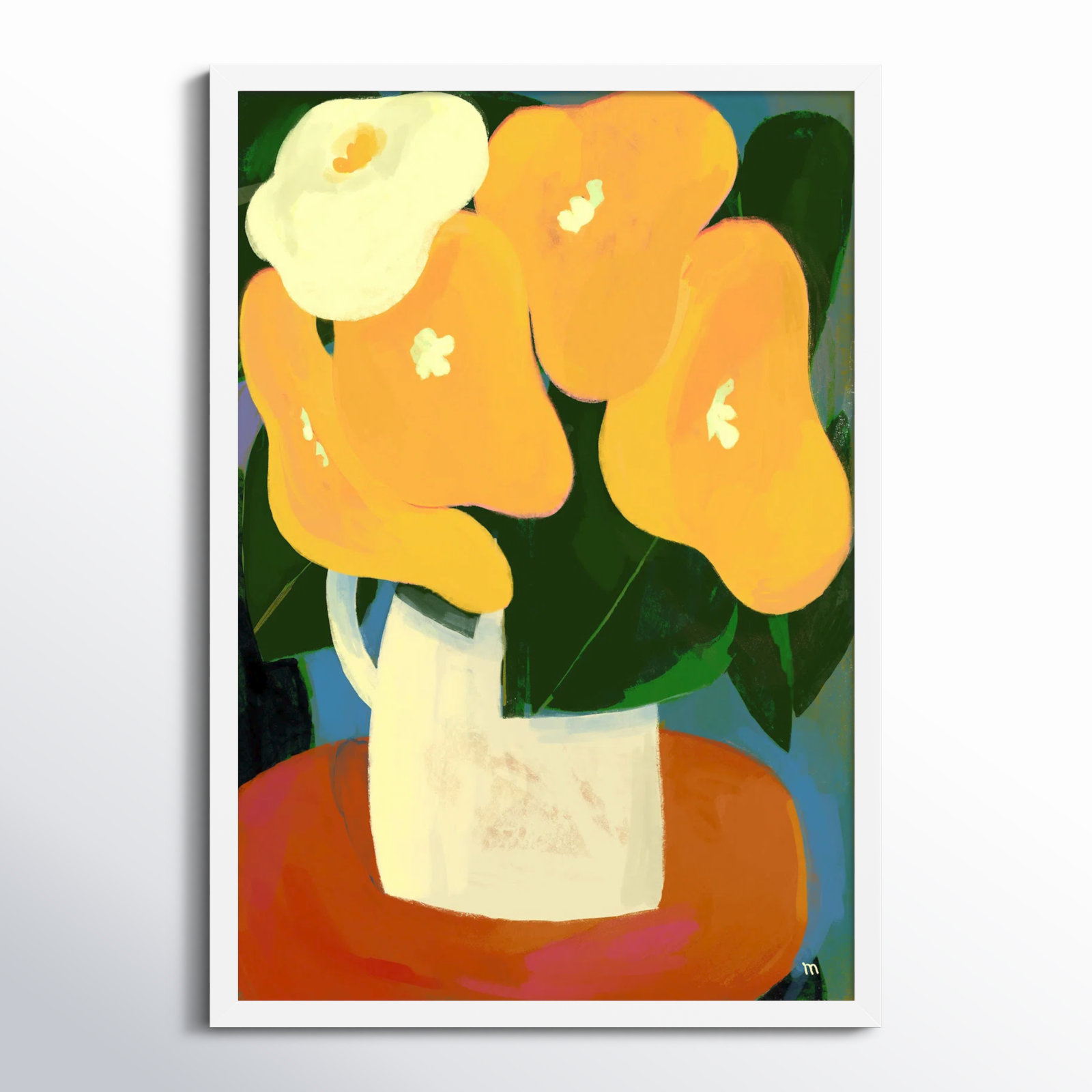 My Yellow Flowers by StudioM, White, 38" H x 26.5" W x 1.25" D