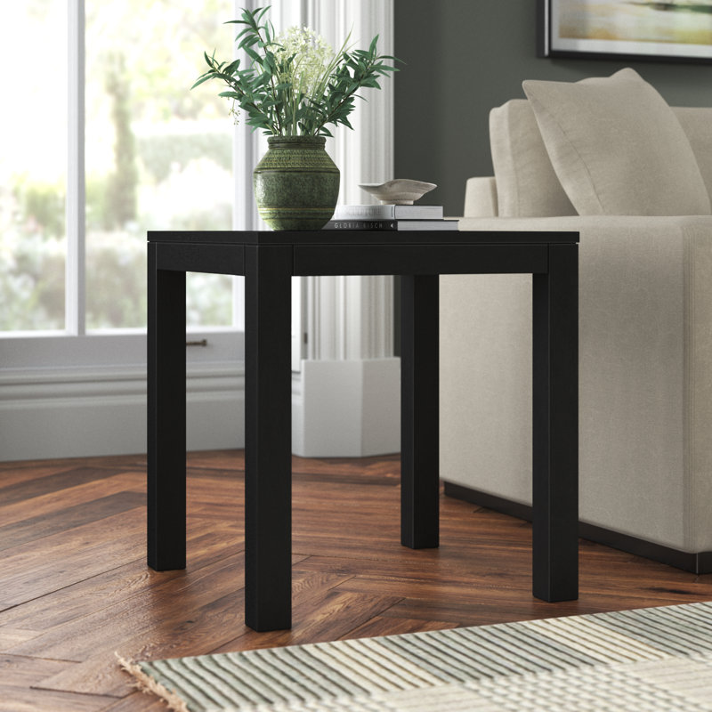 Bronner Solid Wood Parsons End Table, Black