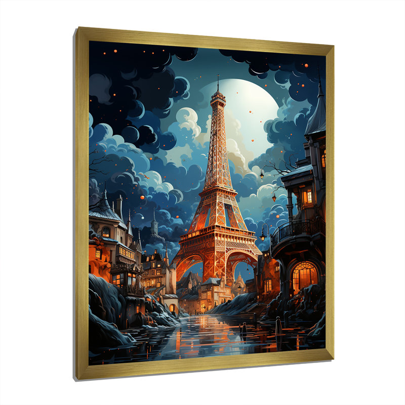 La tour Eiffel, suralisme II - paysages urbains, impressions sur toile, H 40 po x l 30 po x P 1,5 po, Encadrement doré