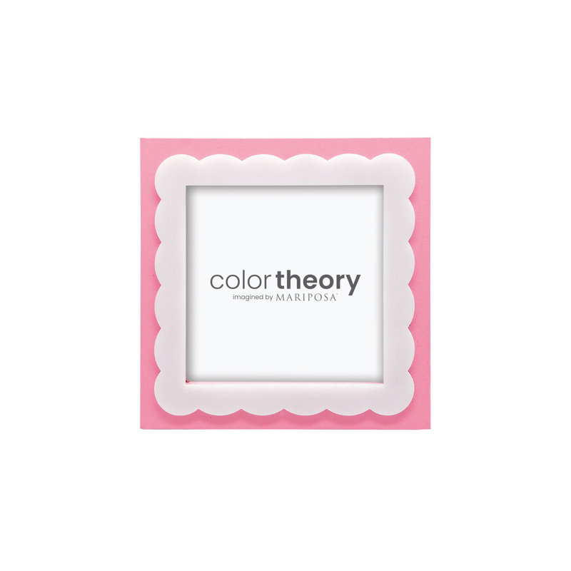 Pink with White Scalloped Acrylic Border 4x4 Frame, Pink