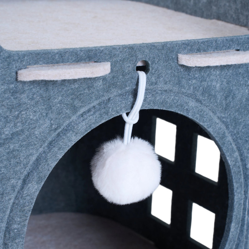 Felt + Polyester Fibre Nest Pet Bed, Grey