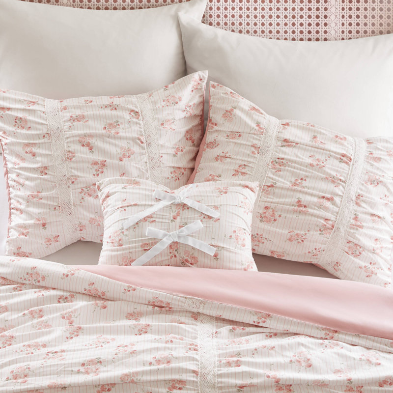 Ensemble d'édredon 3 pièces Anabelle, Simple/Simple TG, Rose