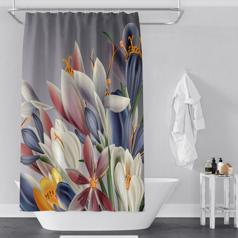 Rideau de douche simple Annechien, H 72 po x l 70 po, Floral 1