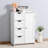 White Bathroom Cabinet With Adjustable Shelf And 4 Slatted Drawers - For Home Use Storage In Drawers,
