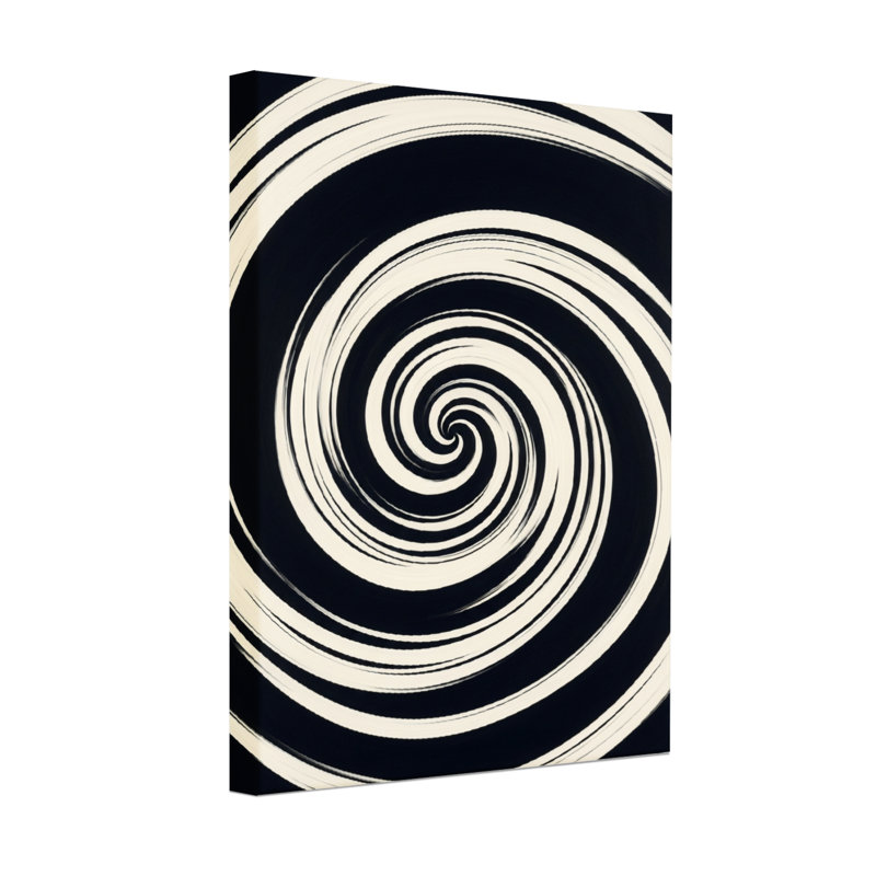 Motif abstrait en spirale noir et blanc, H 18 po x l 12 po