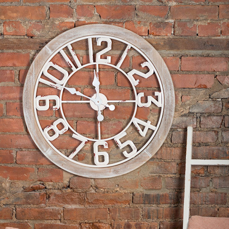 Très grande horloge murale 28 po Garold, Gris / blanc