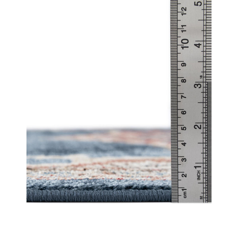 Tapis bleu marine d'inspiration persane Lieveke, Rond 5 pi