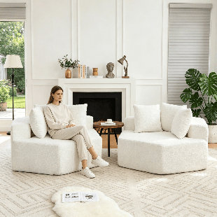 54" Compression 2PCS Chenille Hexagonal Modular Lounge Chair