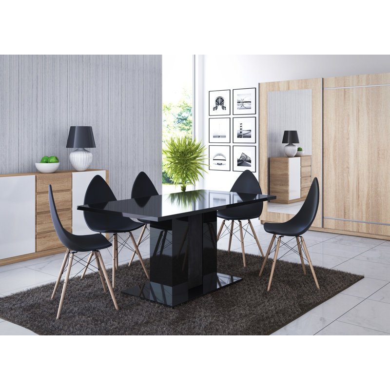 Dining Table Reider, High-Gloss Black